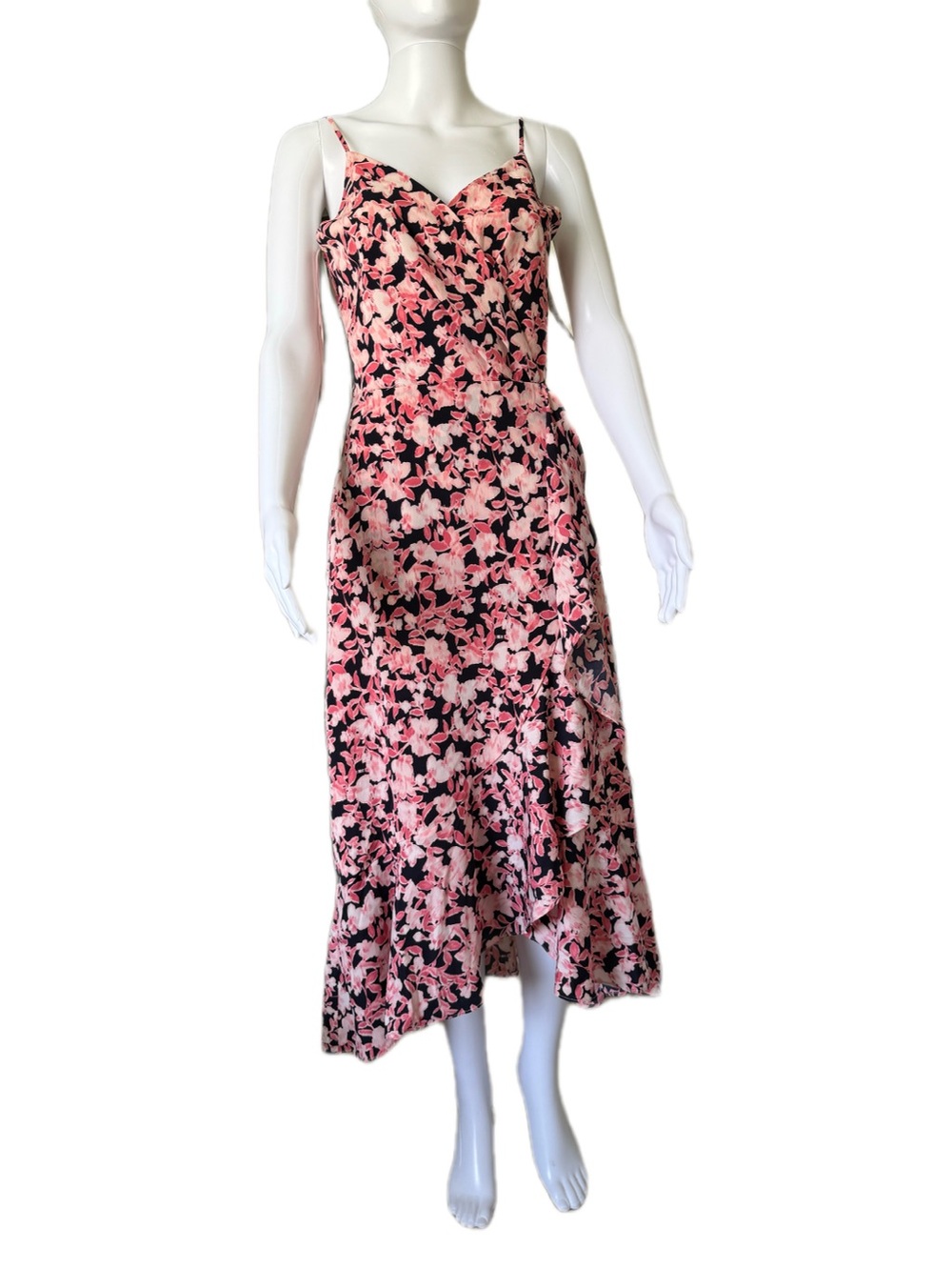Chelsea28 Pink Floral Slip Midi Dress on Black